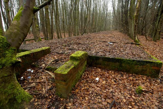 Lodge Moor POW Camp foundations off Redmires Roa,d near The Sportsman pub, pictured in 2010