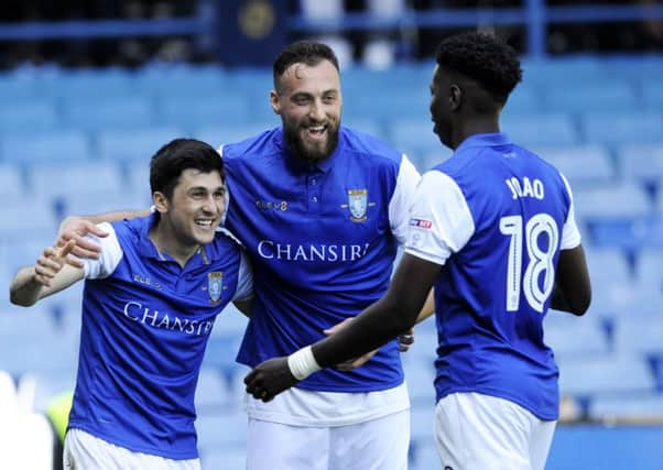 Sheffield Wednesday's Fernando Forestieri, Atdhe Nuhiu and Lucas Joao