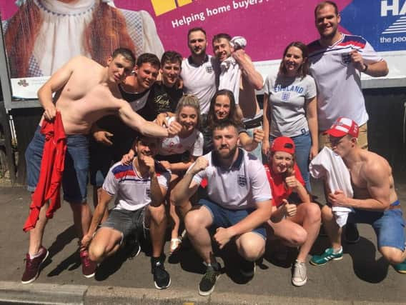 England fans outside Walkabout bar in Sheffield.