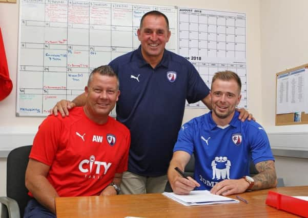 Lee Shaw with new manager Martin Allen and assistant manager Adrian Whitbread (Pic: Tina Jenner)