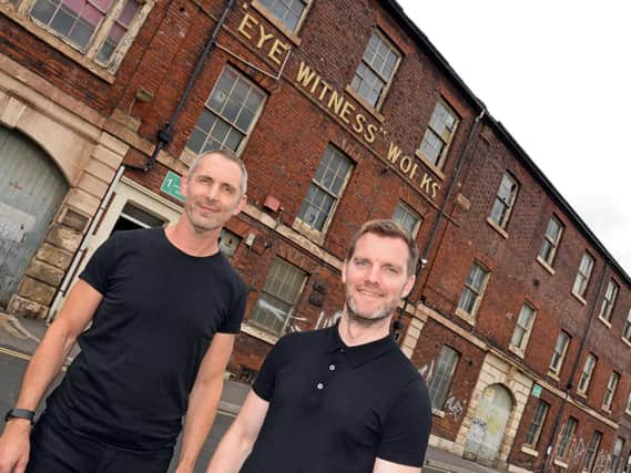 Adam Higgins and Tim Heatley of Capital & Centric outside Eye Witness Works. Picture: Marie Caley