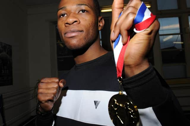 Christopher with a gold medal he won at the Elite Development National Championships in 2016