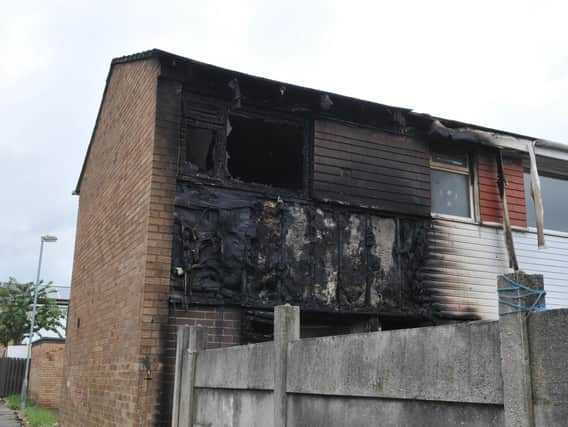 A fire damaged house