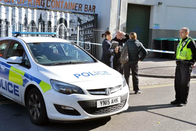 Police on Walkley Lane, in Hillsborough, following a double stabbing which left one of the victims fighting for his life