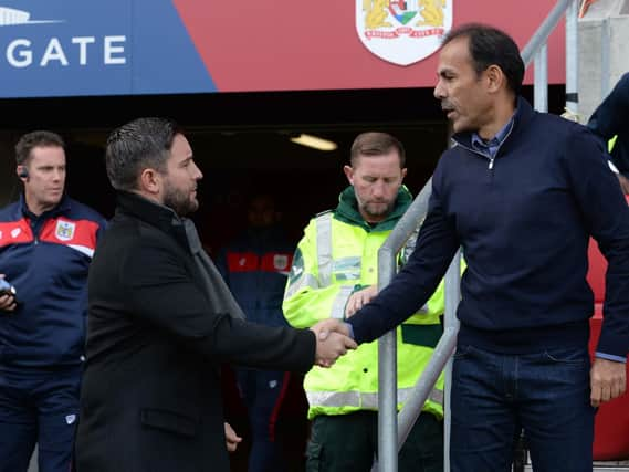 Sheffield Wednesday boss Jos Luhukay with Bristol City boss Lee Johnson