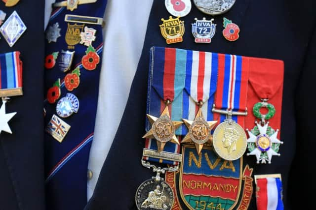 Normandy Veterans in Sheffield plant a tree in Weston Park as a D-Day memorial. The medals of veteran Cyril Elliott. Picture: Chris Etchells