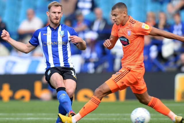 Tom Lees in action against Ipswich Town earlier this season. Pic: Steve Ellis.