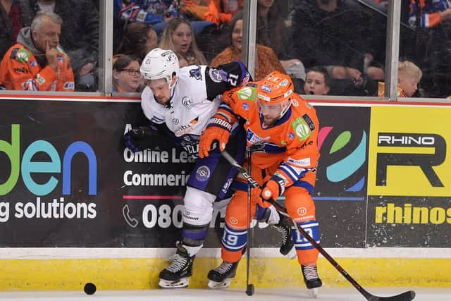 Evan McGrath playing against Glasgow Clan