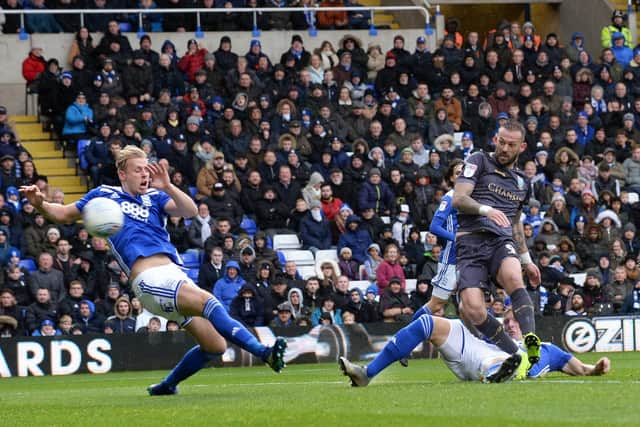 Steven Fletcher fires Sheffield Wednesday ahead against Birmingham City. Picture: Steve Ellis