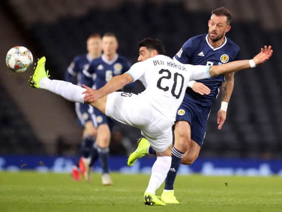 Steven Fletcher in action against Israel.