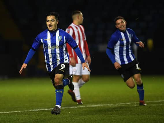 Sheffield Wednesday's Eyad Hammoud celebrates opening the scoring. Picture Jonathan Gawthorpe