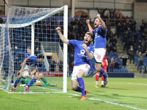 Will Evans and Tom Denton celebrate Town's late, late leveller