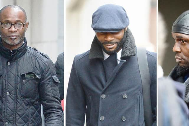 Left to right are Bright, Stephen and Efe Sodje. Photo: John Stillwell/PA Wire