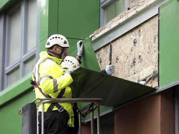 Cladding on the Hanover Tower block in Sheffield, South Yorkshire, was taken down after it failed a fire safety test. Sheffield Council said a single element of covering on the Hanover tower block in Exeter Drive, Broomhall, failed the inspection