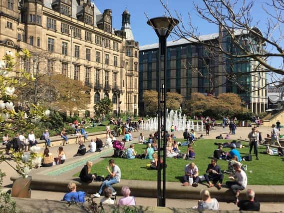 Peace Gardens, Sheffield city centre.