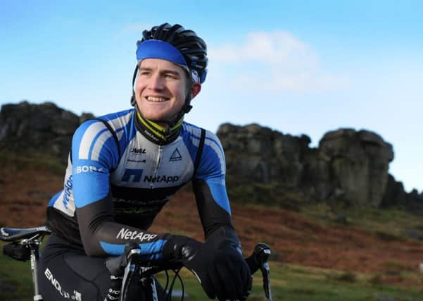 Scott Thwaites, from Burley in Wharfedale, at the Cow and Calf Rocks above Ilkley. (Picture: Bruce Rollinson)