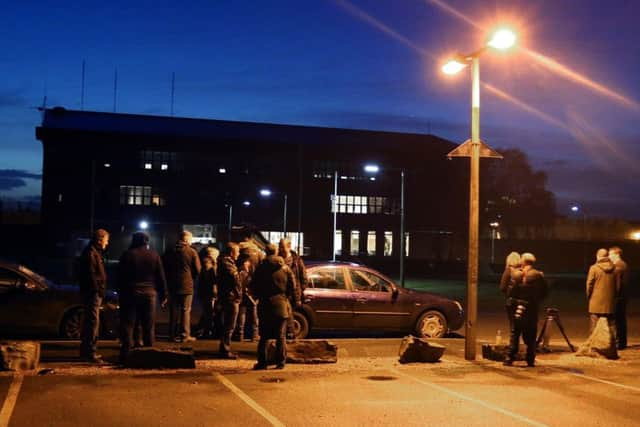 Media gather outside HMP Wymott prison in Lancashire, where Ched Evanshas been released.