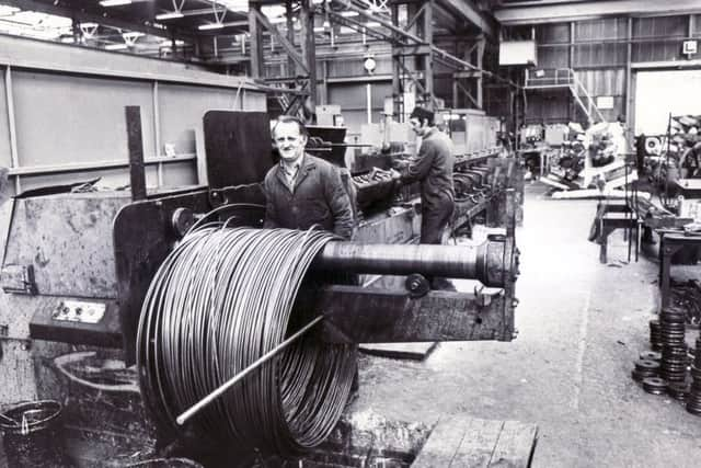 Kiveton Park Steel Works - interior showing the stock of wire - 2nd April 1981