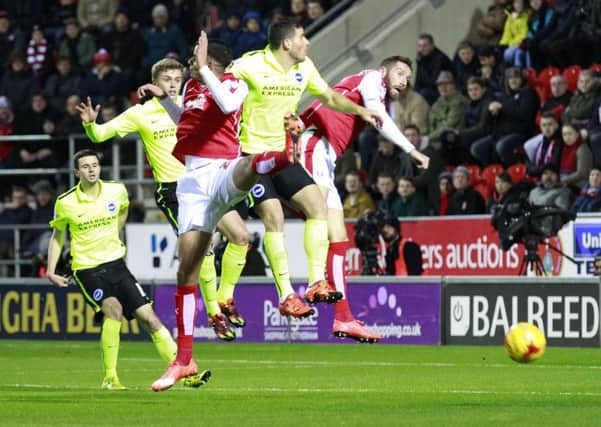 Kirk Broadfoot thwarts a Brighton attack