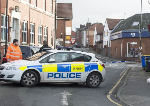 Scene of armed robbery at the Yorkshire Bank on Broad Street in Parkgate near Rotherham
Picture Dean Atkins