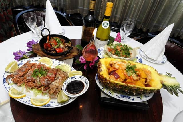 Some of the food available at the Canton Orchard restaurant. Fulwood Road, Sheffield.