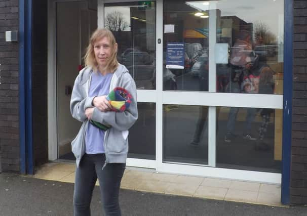 Joanne Williams outside Amrthorpe Leisure Centre where she will be completing her lengths.