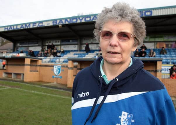 Hallam FC club stalwart Anne Holland at the club's ground in Sandygate. Photo: Glenn Ashley.