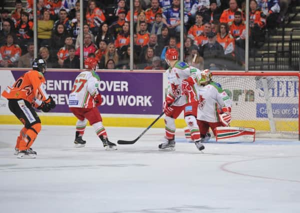 Fredrik Vestberg scores for Sheffield Steelers v Cardiff Devils 23/01/16