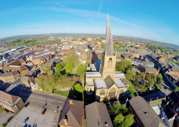 Chesterfield from above. Picture by Steve Fairburn, founder of www.rise-above-it.co.uk