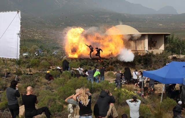 Sheffield stunt man Joel Conlan filming Grimsby in South Africa