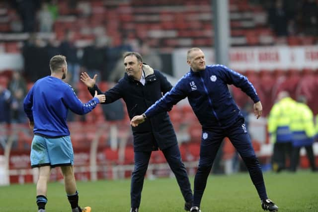 Carlos Carvalhal and Lee Bullen with Aiden McGeady