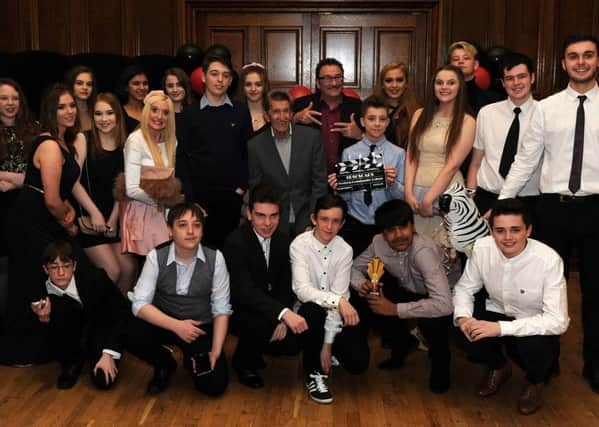 The Chuckle Brothers pose with the Horizon Community College with their awards for Creative Design and the Outstanding award at the Road Safety Oscars. Picture: Andrew Roe