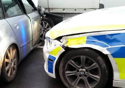 Damage caused by the collision of Dyke Vale Road