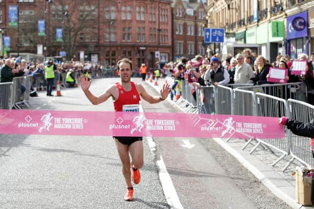 Hallamshire Harriers Dave Archer comes home to win the race