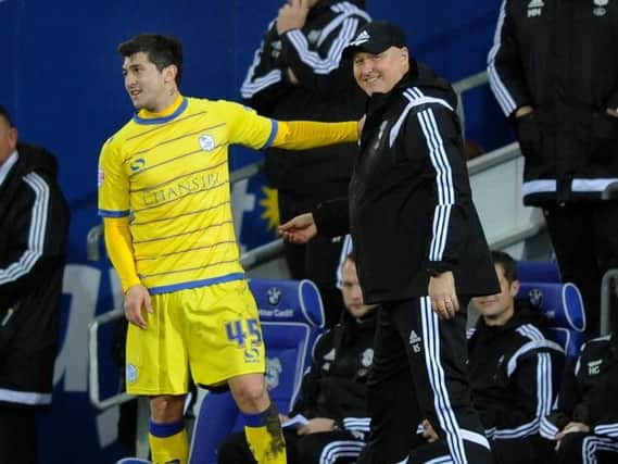 Russell Slade with Fernando Forestieri when Cardiff and Sheffield Wednesday met earlier in the season