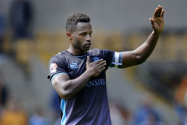 A visably upset Jose Semedo at the final whistle thanks the Owls fans on what looks like being his last match for the club..Pic Steve Ellis