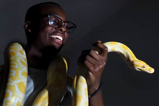 Mayfield Animal Park Encounter Day: Jordan Selle with Buttercup the Burmese python