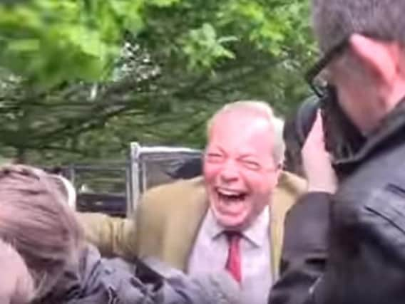 Nigel Farage after his close encounter with a tree in Sheffield. (Photo: PA).