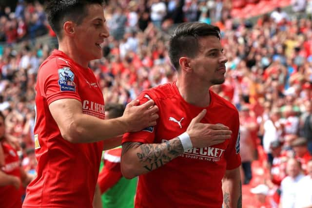 Adam Hammill celebrates his goal