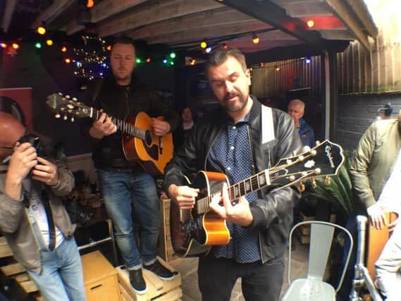 BBC Music Day stars Jon McClure and Ed Cosens of Reverend and the Makers - playing a free acoustic set at Sheffield's famed Frog and Parrot pub.