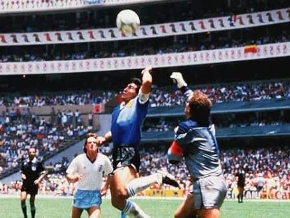 Diego Maradona scoring 'Hand of God' goal