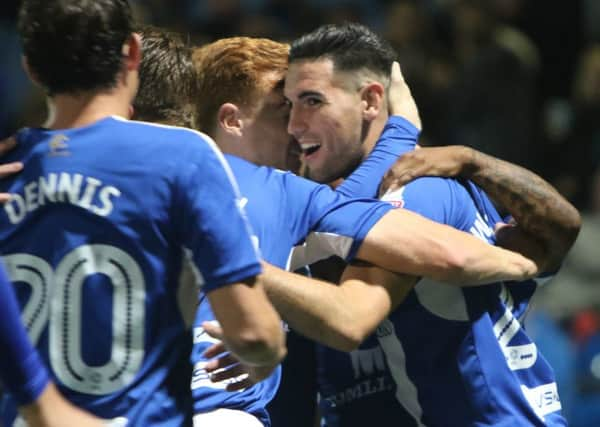 Chesterfield v Gillingham, Connor Wilkinson celebrates his early goal