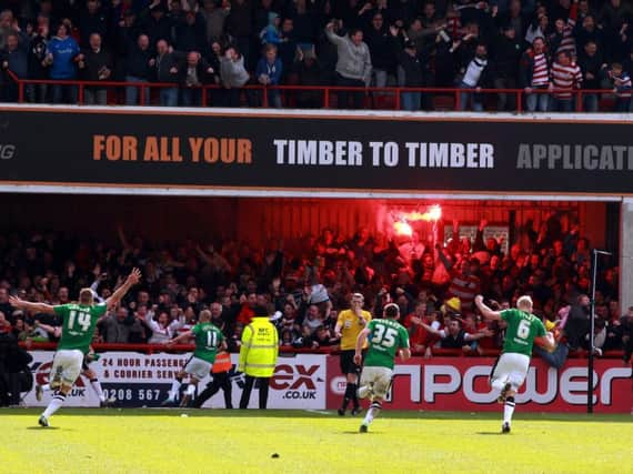 James Coppinger scores THAT goal after Marcello Trotta's penalty howler.