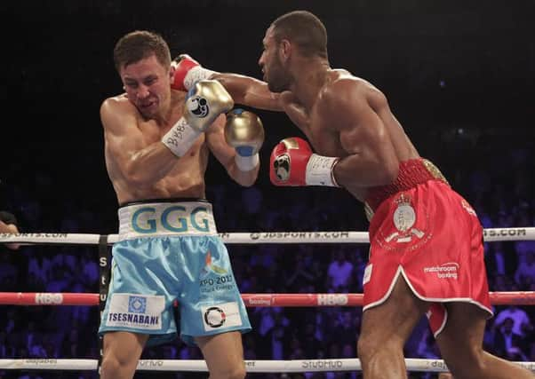 Gennady Golovkin versus Kell Brook. Pic by Lawrence Lustig