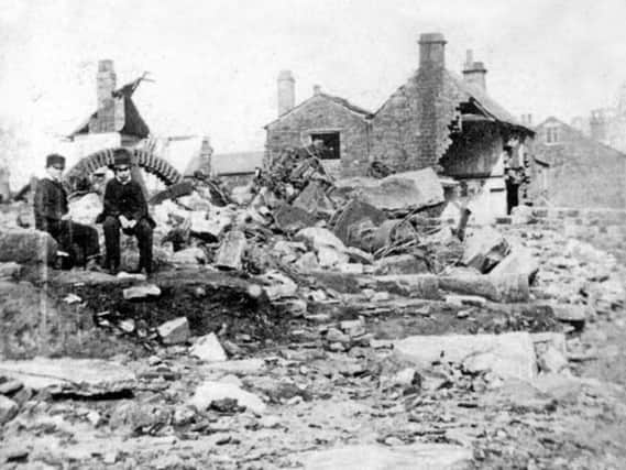 The aftermath of the flood outside The Stag Inn and Turner Wheel, Malin Bridge