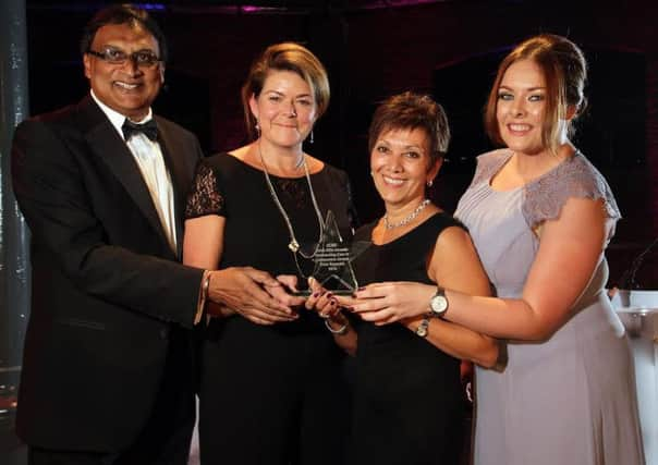 L to r:- Chairman Prem Singh, Tracy Allen, chief executive of Derbyshire Community Health Services NHS Foundation Trust, Josie Reynolds, and  corporate partner Rachael Inman, of Thornbury Nursing.