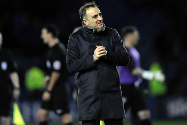 A frustrated Carlos Carvalhal after defeat to Ipswich Town