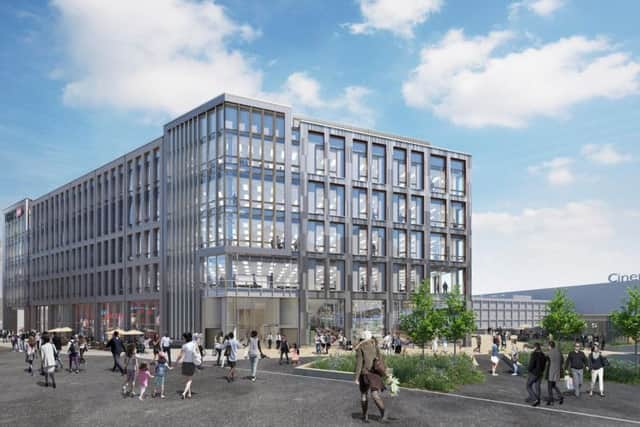 An artist's impression of the first phase of Sheffield Retail Quarter, including HSBC's new home.