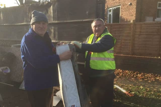 Councillor Ken Wyatt with coun Stuart Sansome at the Swinton clean up.