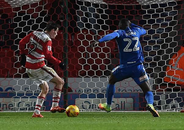 Liam Mandeville scores the winner. Photo: Howard Roe